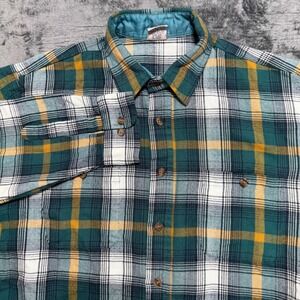 Windridge Flannel Shirt Mens L Green Yellow Plaid